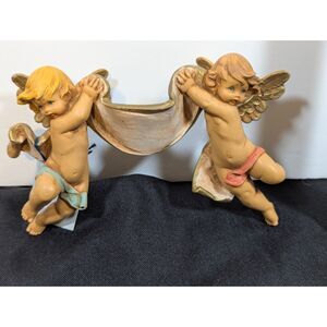 1988 Roman Fontanini Depose Italy Nativity Cherubs with Banner Angel 3 1/2"